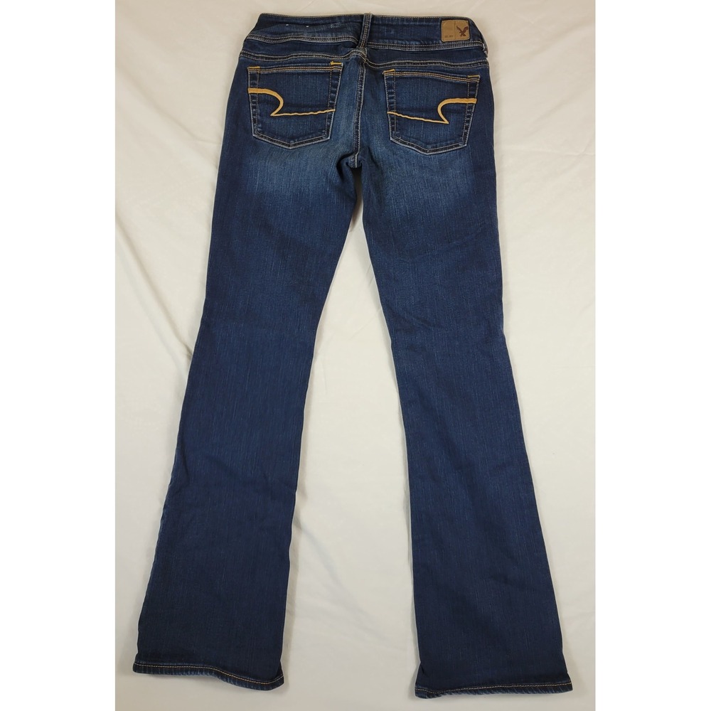 American Eagle Kick Boot Jeans Womens 4 Dark Wash Low Rise Bootcut 28x30 - Picture 9 of 10